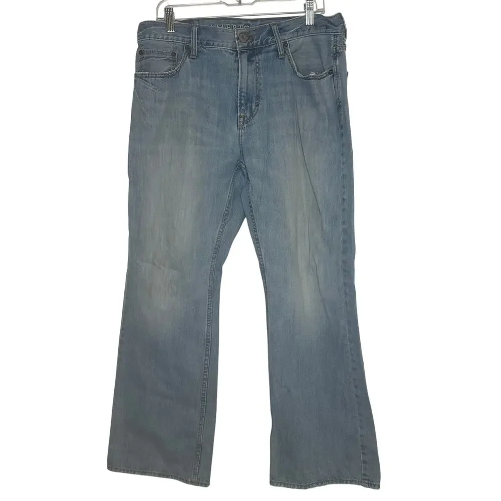 American Eagle Men's Bootcut Jeans 33 x 30 Medium Wash